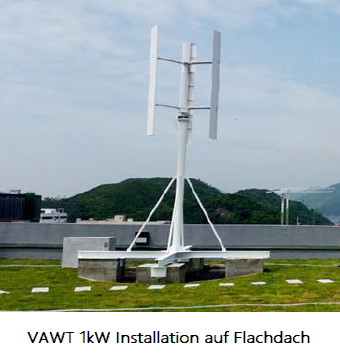 VAWT 1kW Installation auf Flachdach