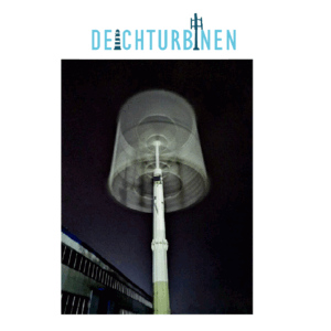 VAWT Vertikal Achsen Wind Turbine Kleinwindkraftwerk 10kW drehend auf einem 12m hohen Mast