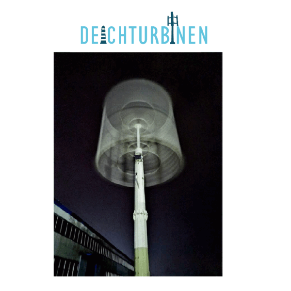 VAWT Vertikal Achsen Wind Turbine Kleinwindkraftwerk 10kW drehend auf einem 12m hohen Mast