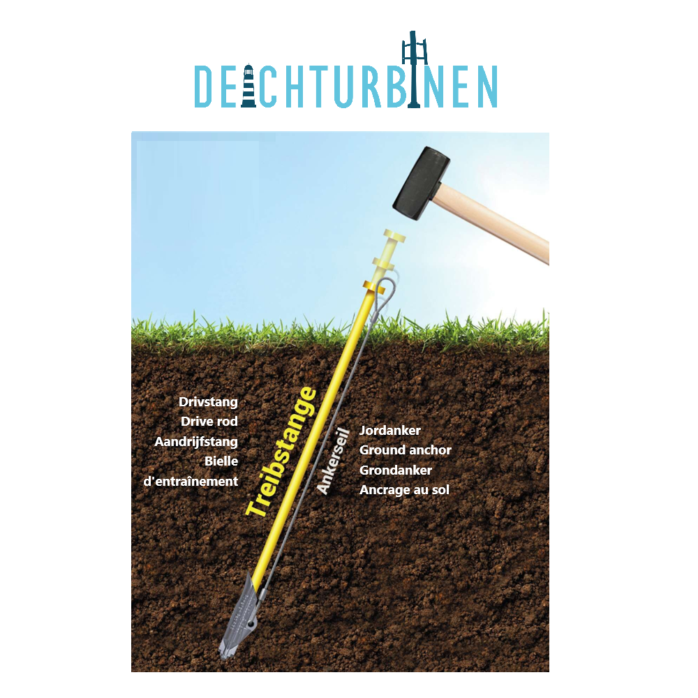 Deichturbinen Schwerlast Erdanker eintreiben
